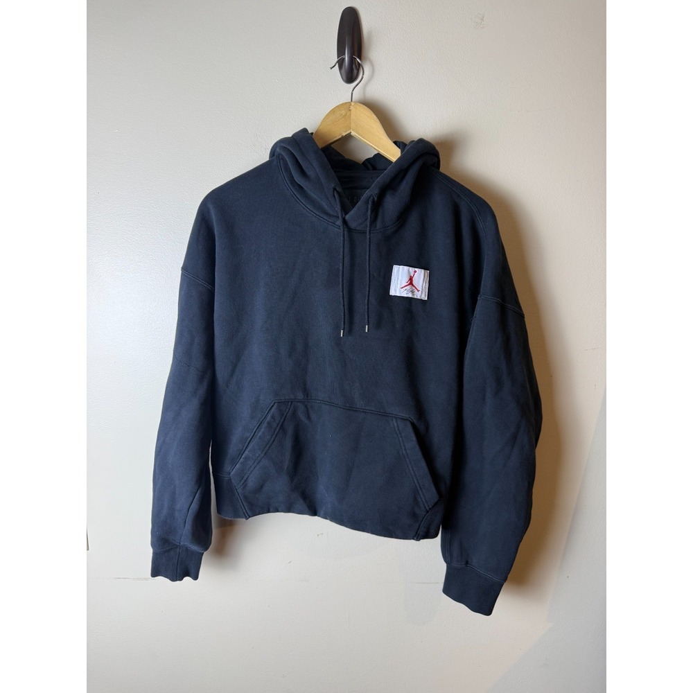 Jordan Cropped Hoodie Mens L Black‎ Loose Fit Fleece Lined Stretch Drawstring